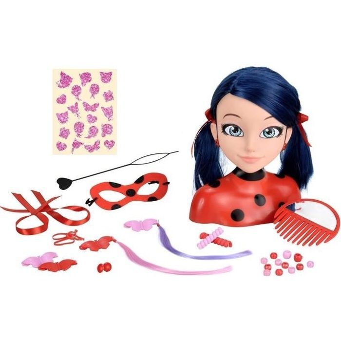 Miraculous Ladybug Styling Head - BANDAI - Rood - Gelicentieerd Miraculous-product - Voor kinderen vanaf 4 jaar