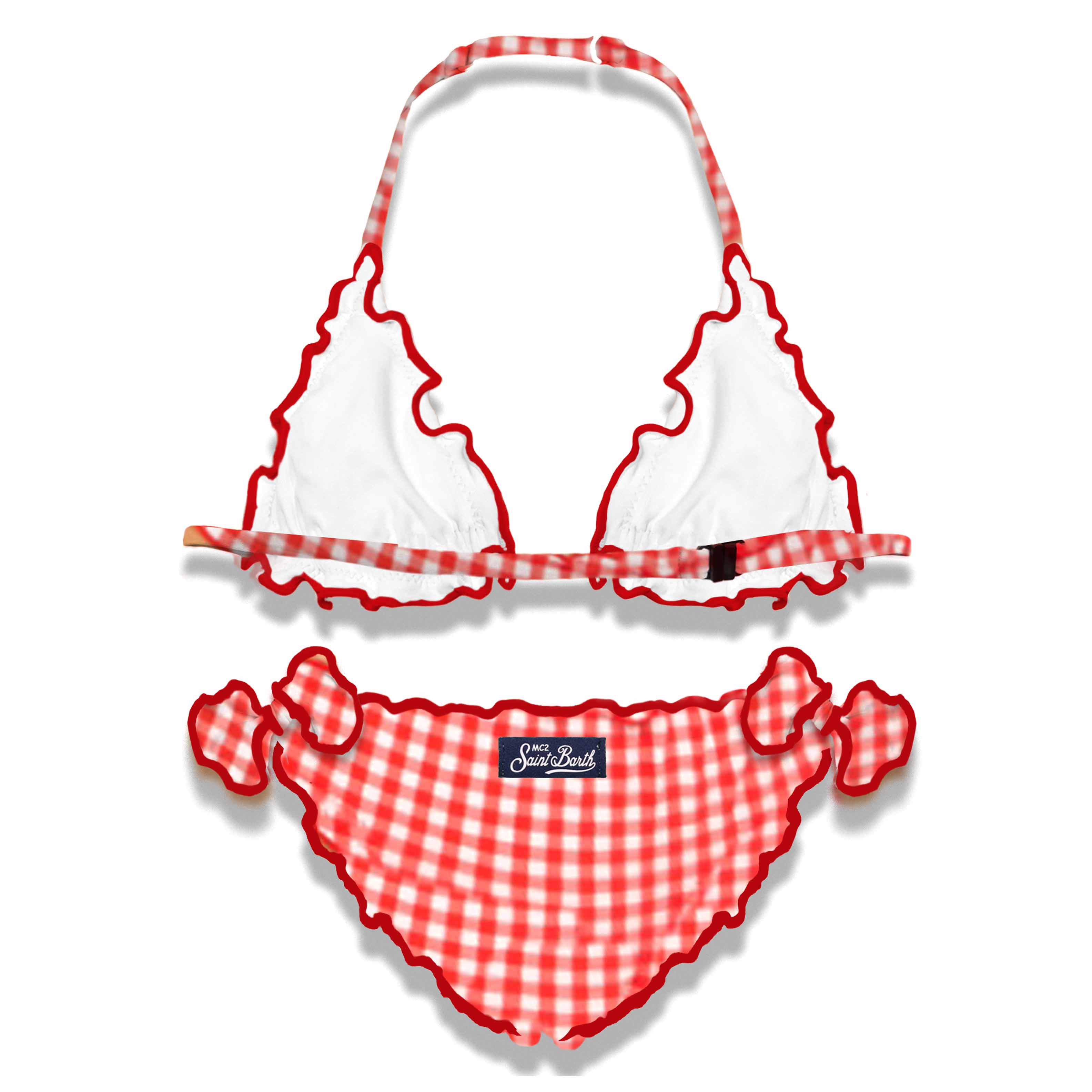 Triangelbikini voor meisjes met ruitjesprint