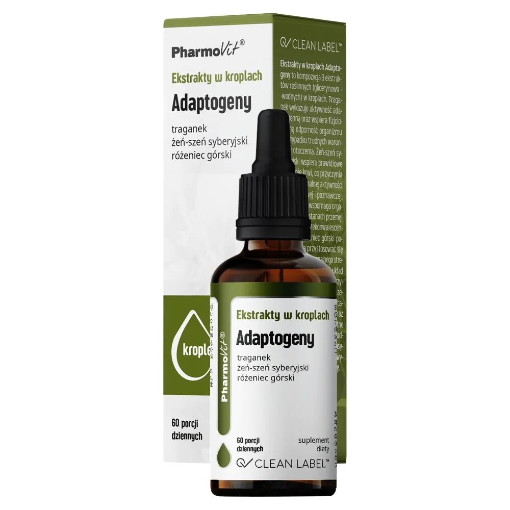 Pharmovit Clean Label Ekstrakty w kroplach Adaptogeny Płyn