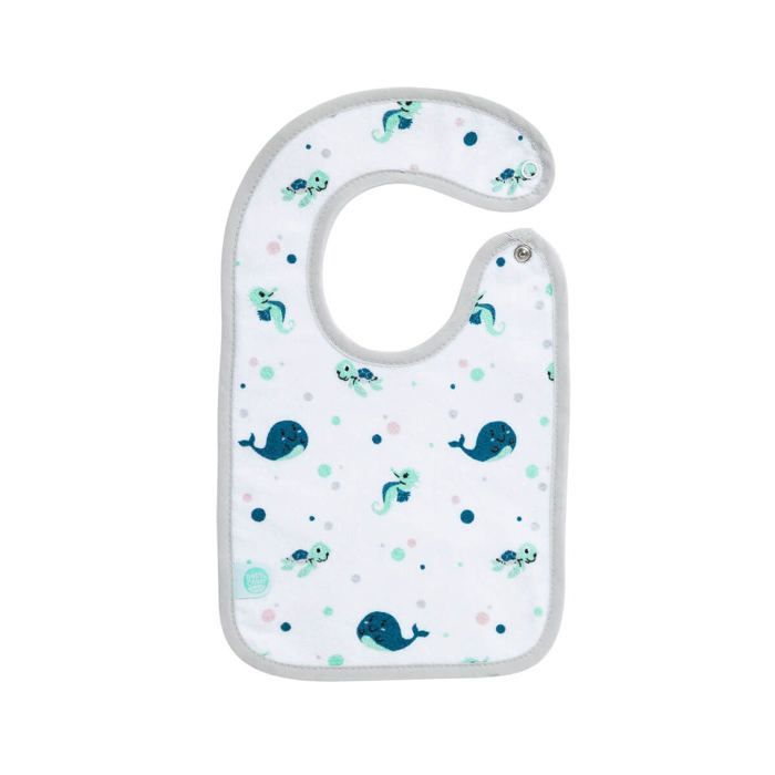 Babycalin - 2 bavoir naissance Marin Bio - Bavoirs bébé à pressions 17x29 cm