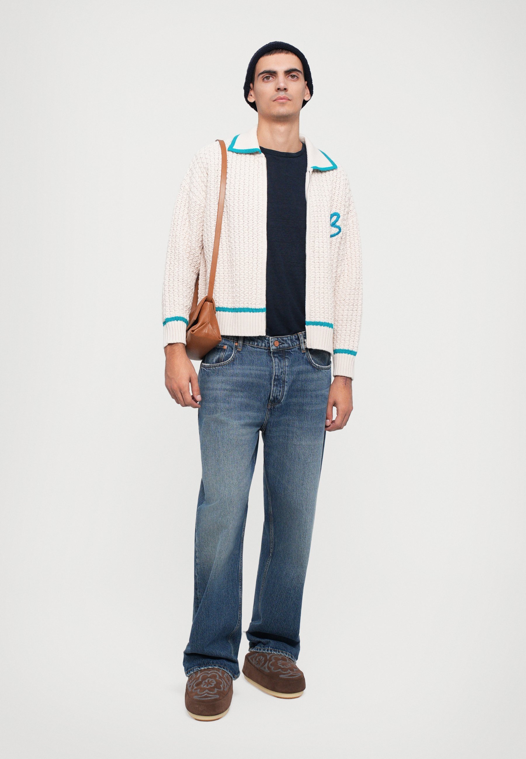 Veste zippée intégrale brodée Bonsai, coupe oversize, unisexe - Cardigan - marbre