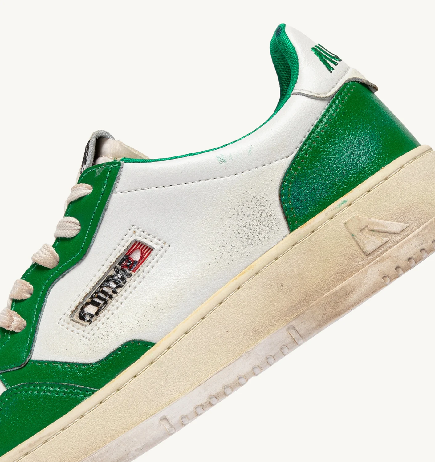 Teniși sport vintage Medalist Low din piele albă și verde