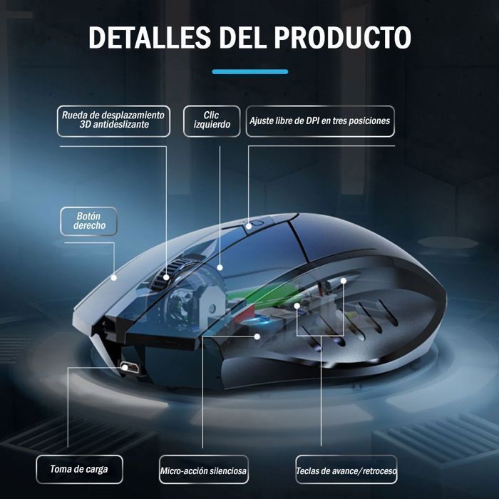 Mouse wireless SDLOGAL, mouse ottico ergonomico silenzioso, mouse wireless ricaricabile 2.4G con ricevitore nano USB, 6 pulsanti, nero