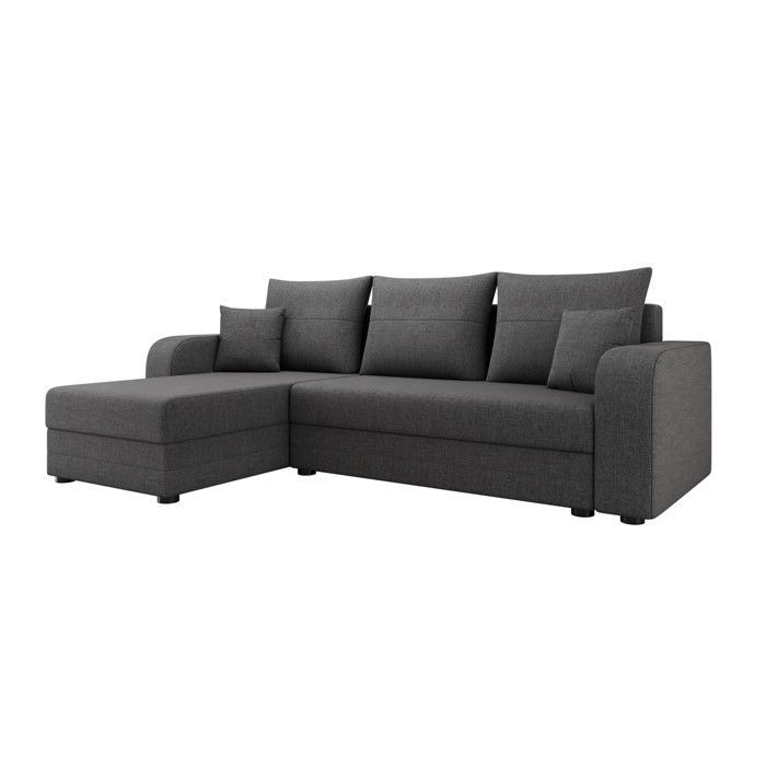 Harvey - 4-seater reversible corner sofa bed with storage in fabric - Dark Grey