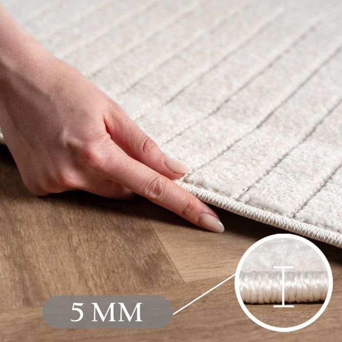 Carpetsale24 Tapis de Salon ou chambre en Crème 120x170 cm, effet 3D - Tapis d'extérieur moderne et doux, salon, cuisine, terrasse