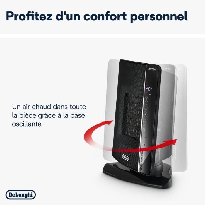 Calefactor cerámico DELONGHI - DCH7993ER.BC - 2400W - Negro y cromo