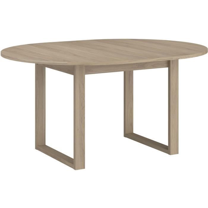 Mesa de comedor extensible - BETTY - Redonda - Acabado en roble - Capacidad para 4/6 personas - 120/155 x 120 x 75 cm - PARISOT