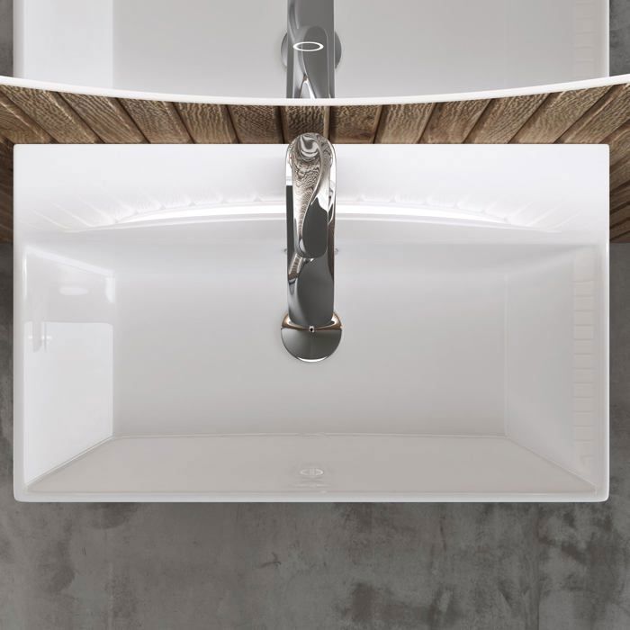 Lavatório de bancada branco doporro, lavatório retangular de cerâmica para montagem na parede, para banheiro, Brüssel206, 51x36x13cm