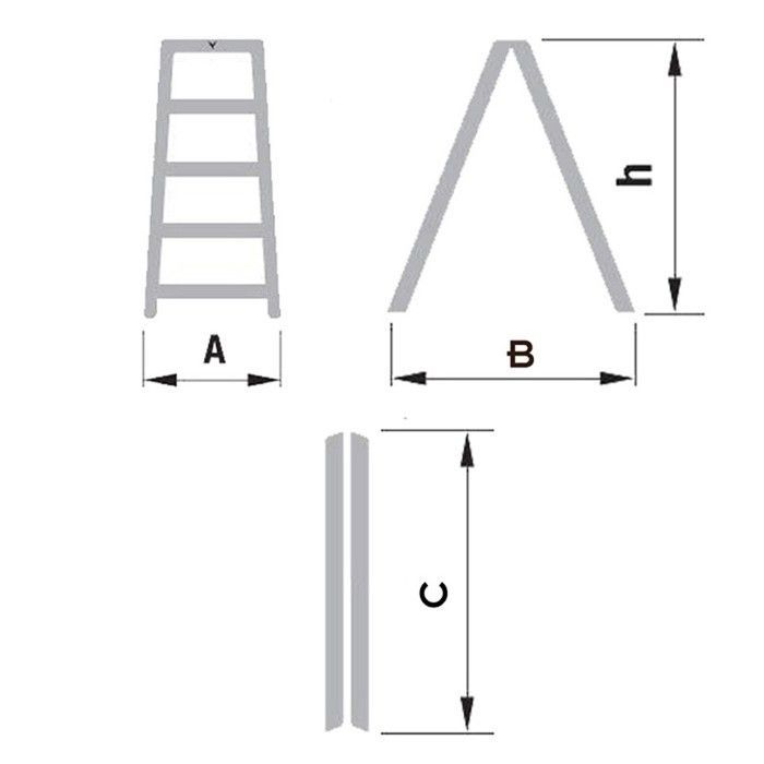 Escalera de doble peldaño MTRA, aluminio, 7 peldaños