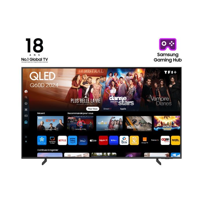 Samsung 43Q60D - Televisor QLED de 43 pulgadas (109 cm) - 4K UHD 3840x2160 - Quantum HDR - Smart TV - Centro de juegos - 3xHDMI - WiFi