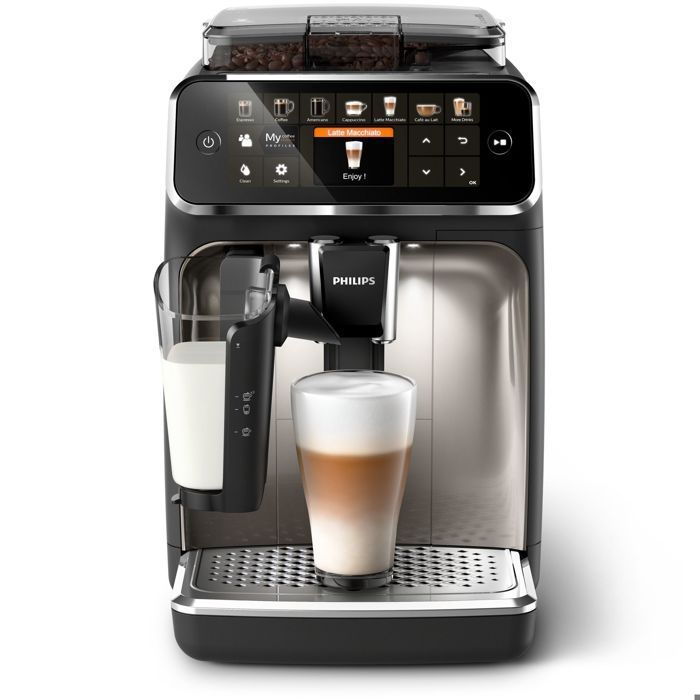 Philips Machine à expresso automatique série 5400, système de lait LatteGo, écran tactile, noir (EP5447/90)