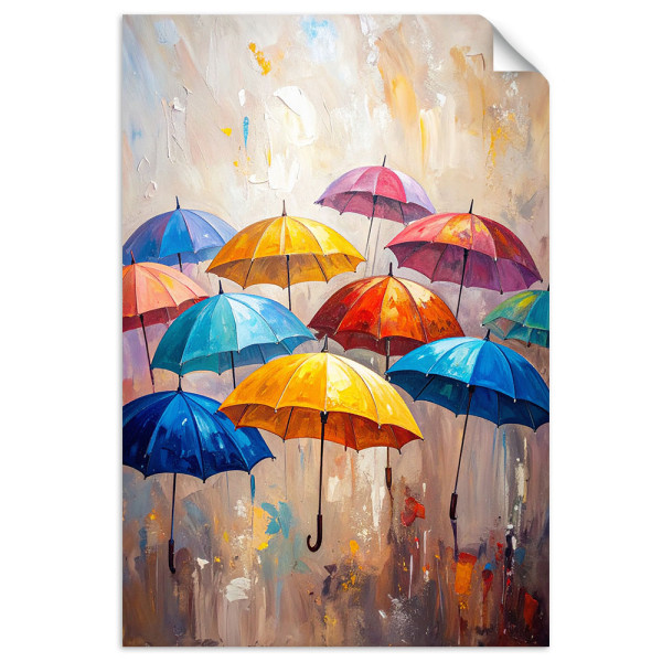 Naklejka na ścianę do salonu Feeby Kolorowe Parasolki Abstrakcja 20x30