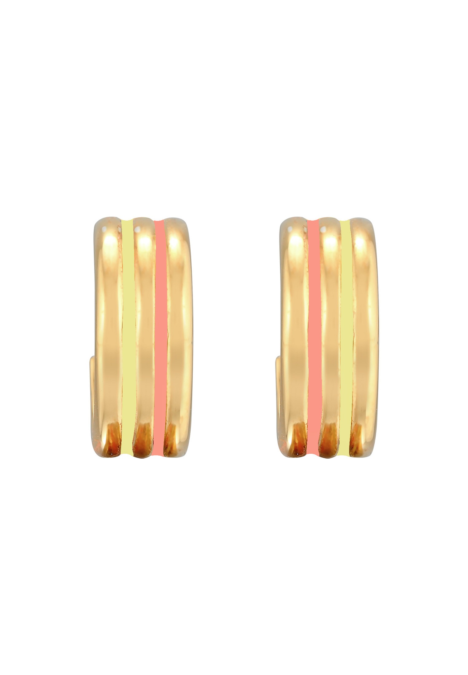 Elli Créoles pour femmes Rainures structurées avec émail en argent sterling 925 plaqué or