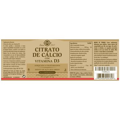 Solgar Kalciumcitrat Vitamin D3 60 kapslar
