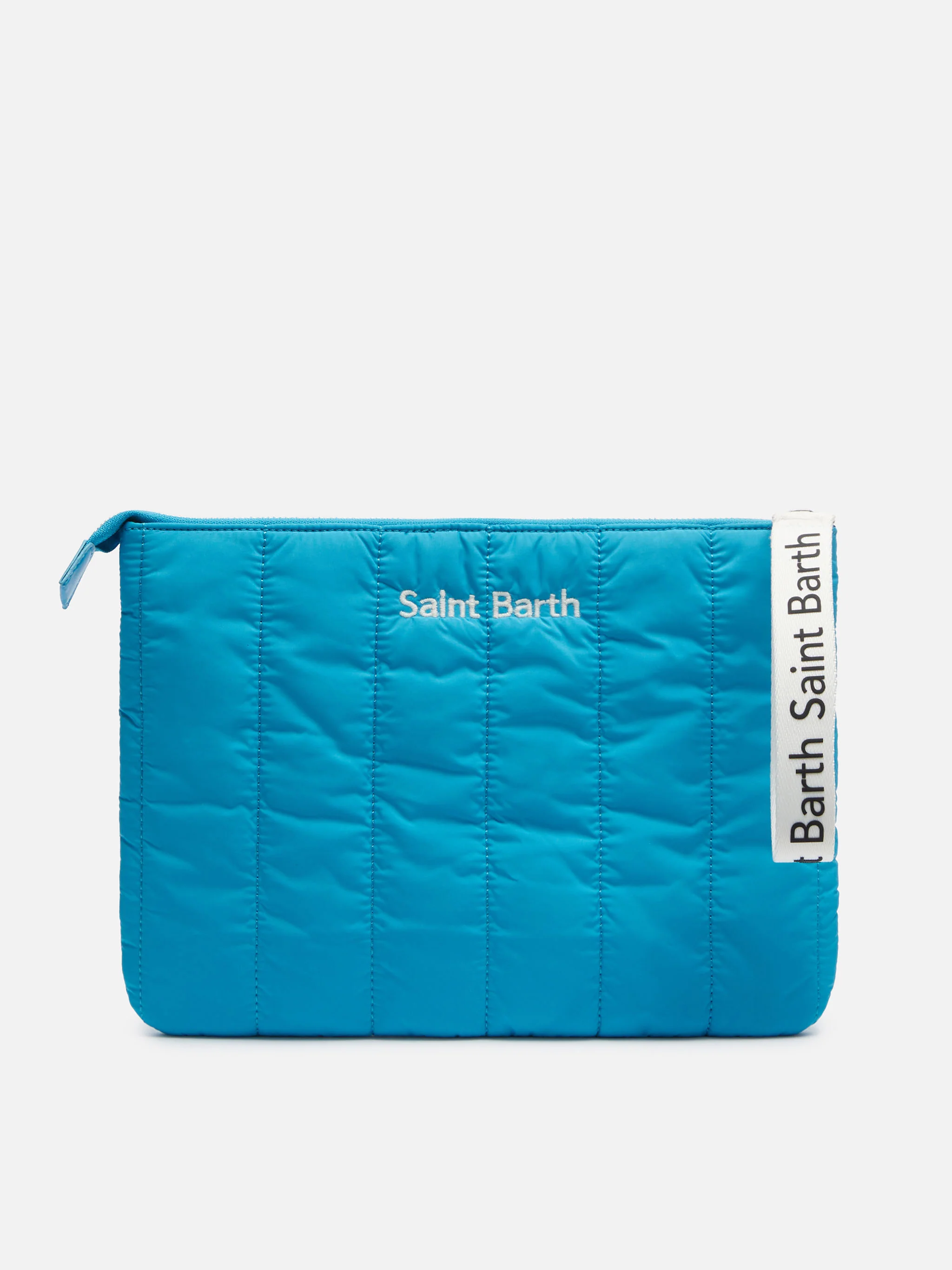 Turquoise gewatteerde clutch