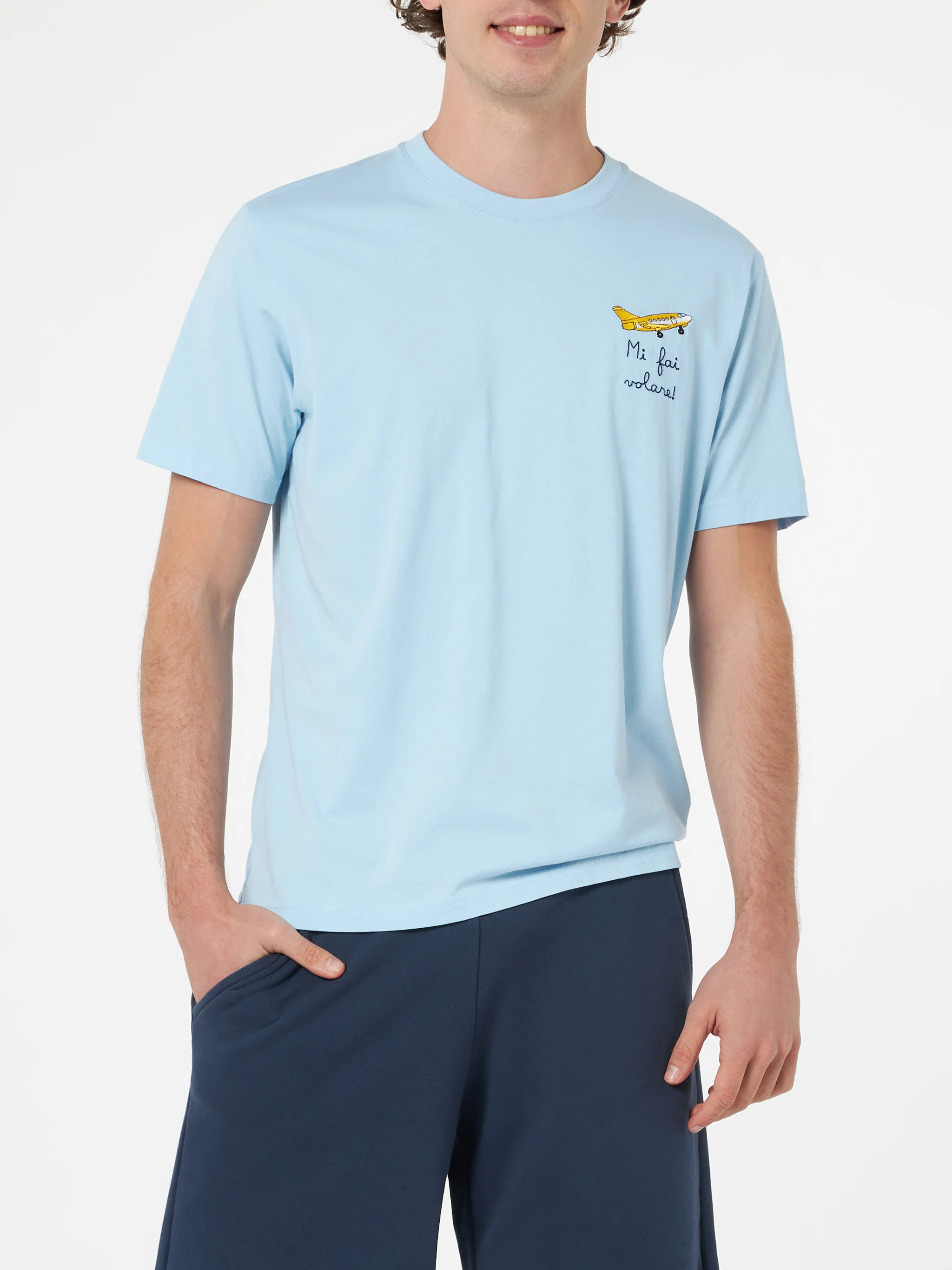 Klassiek model heren T-shirt van Portofino katoenjersey met geborduurd N-logo.