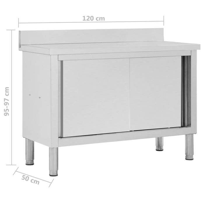 Werktafel met schuifdeuren, keukenkast, opbergkast voor restaurant/hotel/kantine, 120 x 50 x