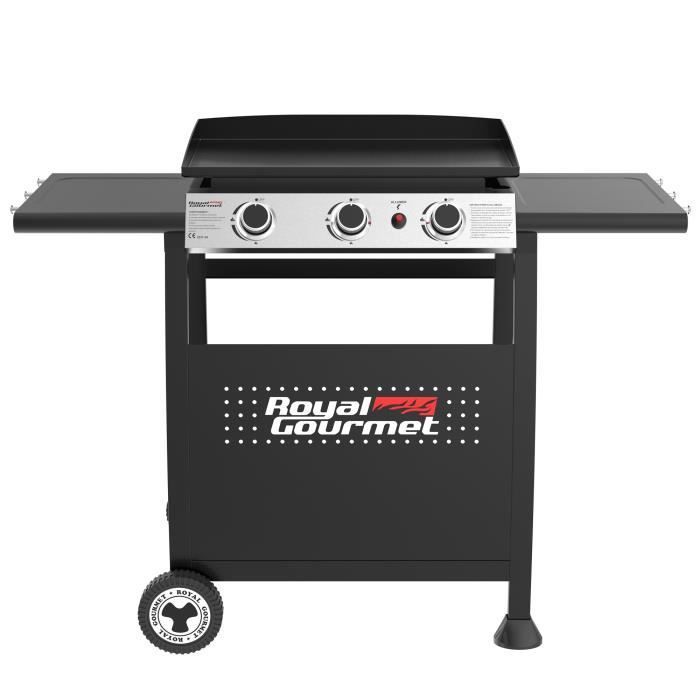 Piastra a gas Royal Gourmet su carrello - 3 bruciatori - Piastra di cottura rimovibile 62 x 35,5 cm