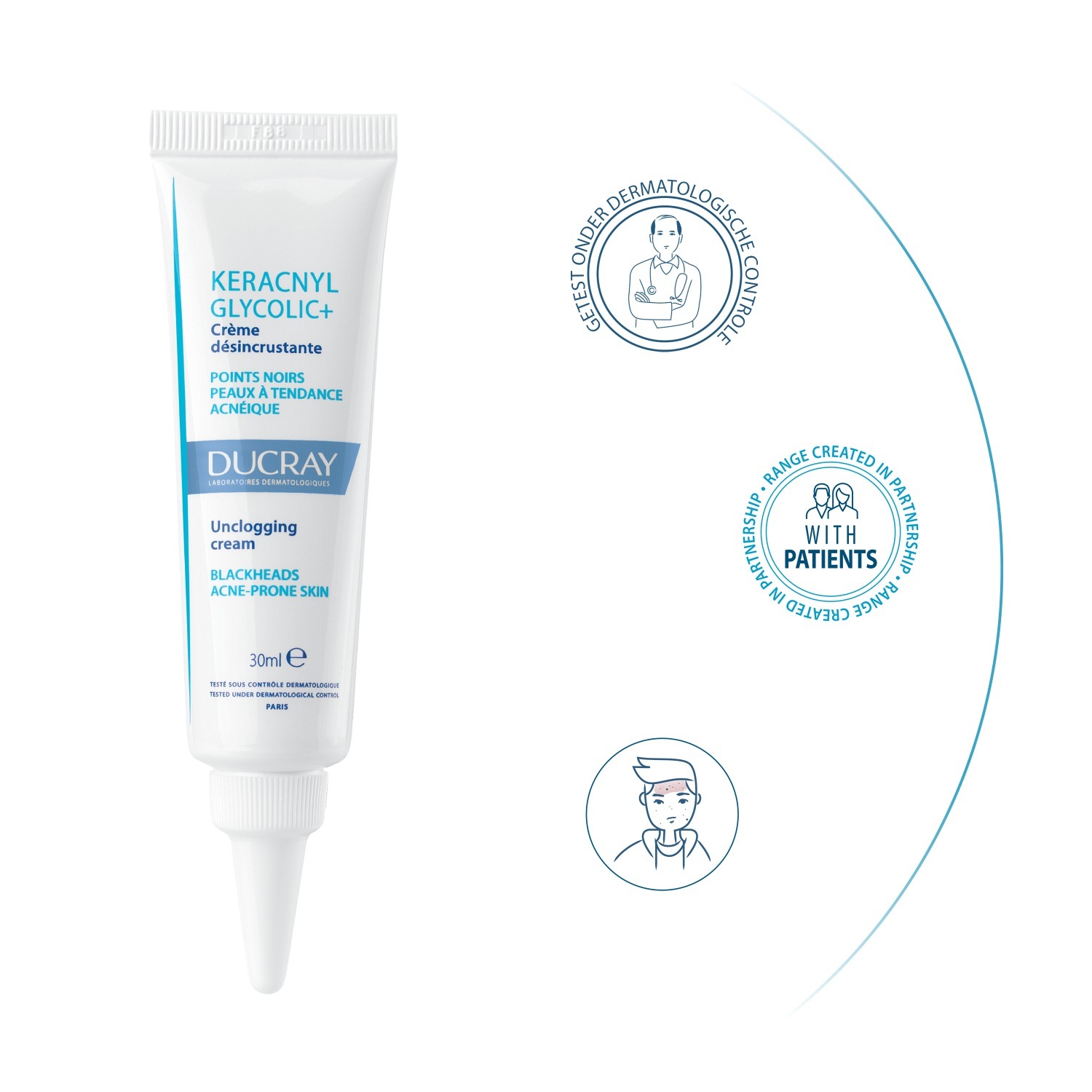 „Ducray“ spuogų priežiūros priemonė „Keracnyl“ – spuogų šalinimo kremas, 30 ml