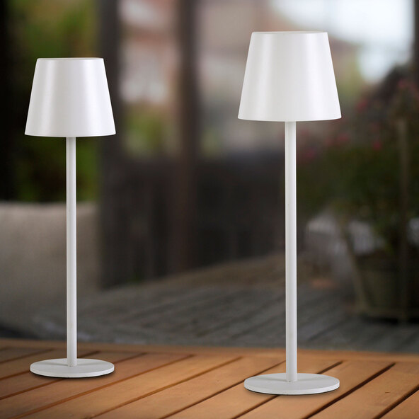 Επαναφορτιζόμενη επιτραπέζια λάμπα LED Buria, σετ 2 τεμαχίων, λευκή