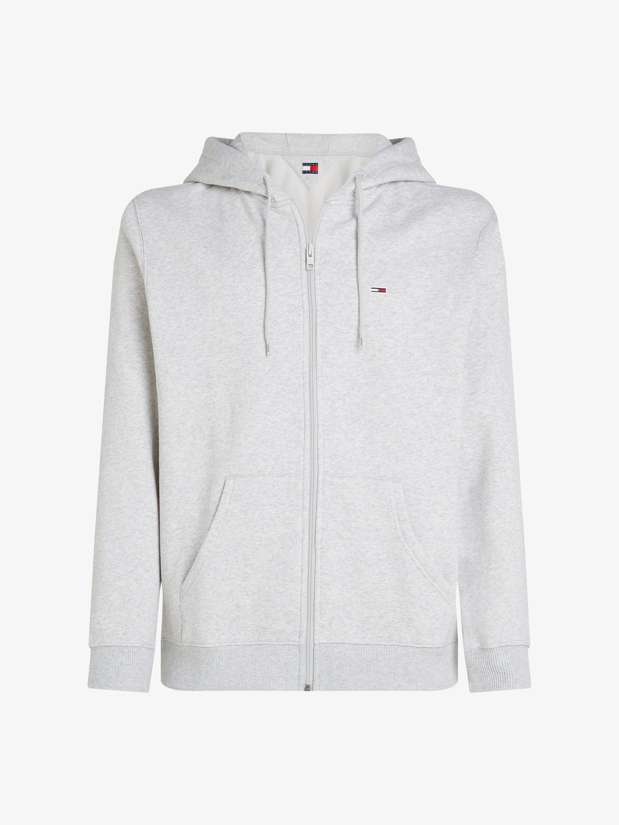 Felpa con cappuccio Tommy Jeans FLAG ZIP THRU - grigio argento mélange