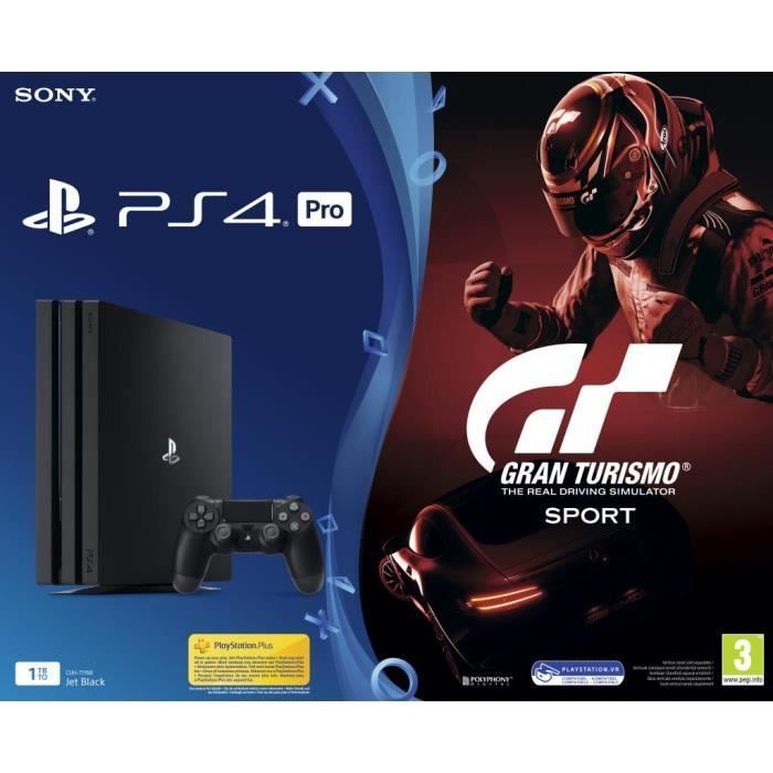 CONSOLE PS4 PRO - 1TO BLACK - BUNDLE GT SPORT
