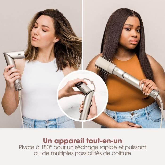 Secador e modelador de cabelo 2 em 1 - SHARK FLEXSTYLE - HD446SLEU - 5 acessórios - Champagne - 1400 W - Edição 2024