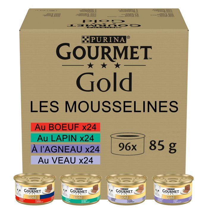 GOURMET GOLD Mousselines - 96 x 85 g - Latas para gatos adultos
