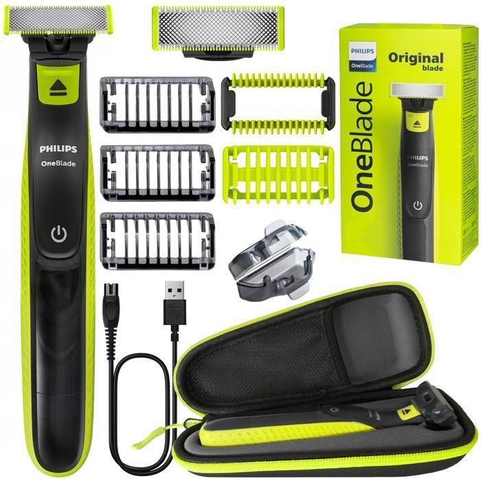 Rasoir électrique - Philips - OneBlade QP2724 10 - Visage et Corps - Etui - 2 Sabots Corps - Étanche
