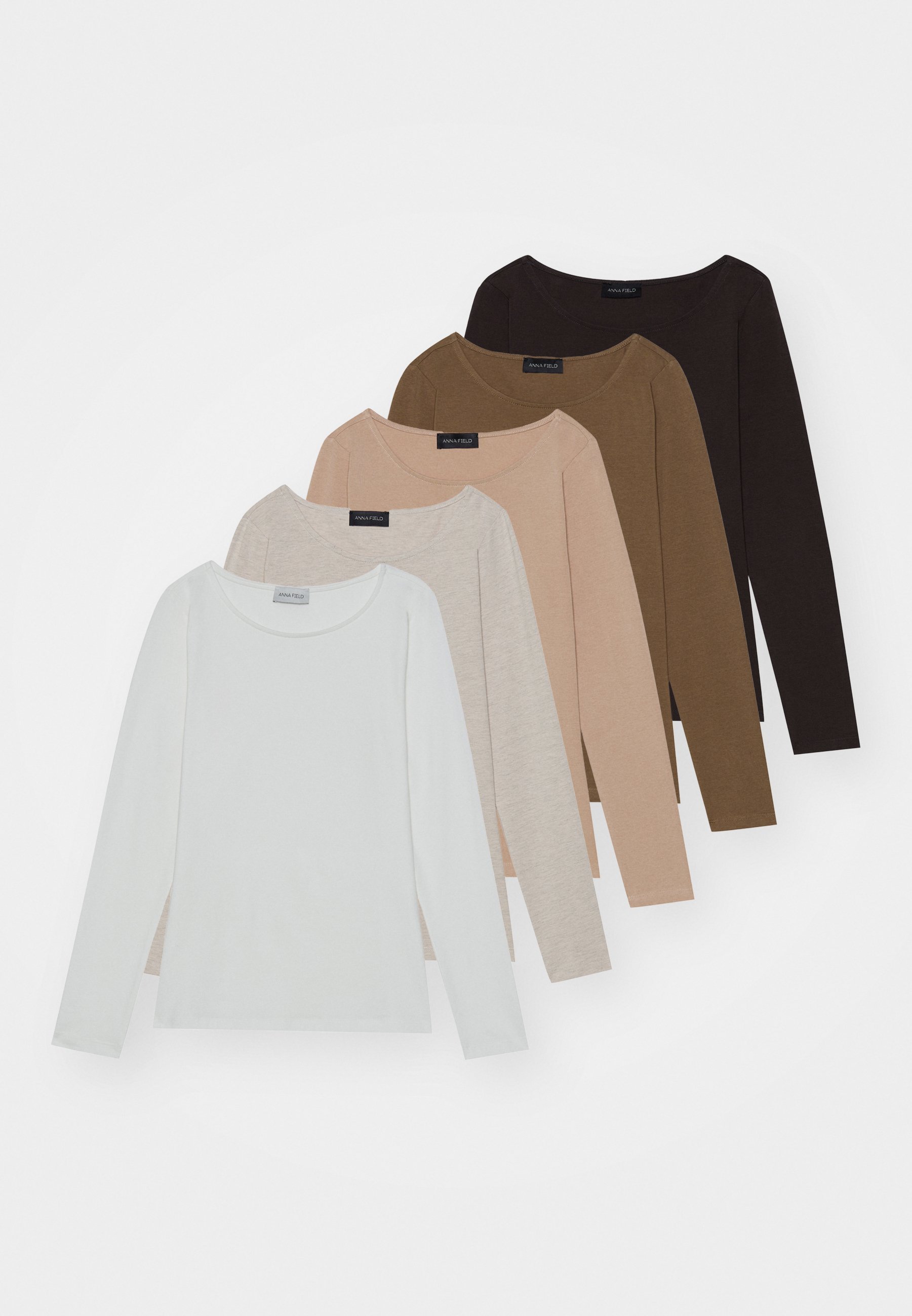 Anna Field 5-pack - Top met lange mouwen - donkerbruin, lichtbruin, gebroken wit