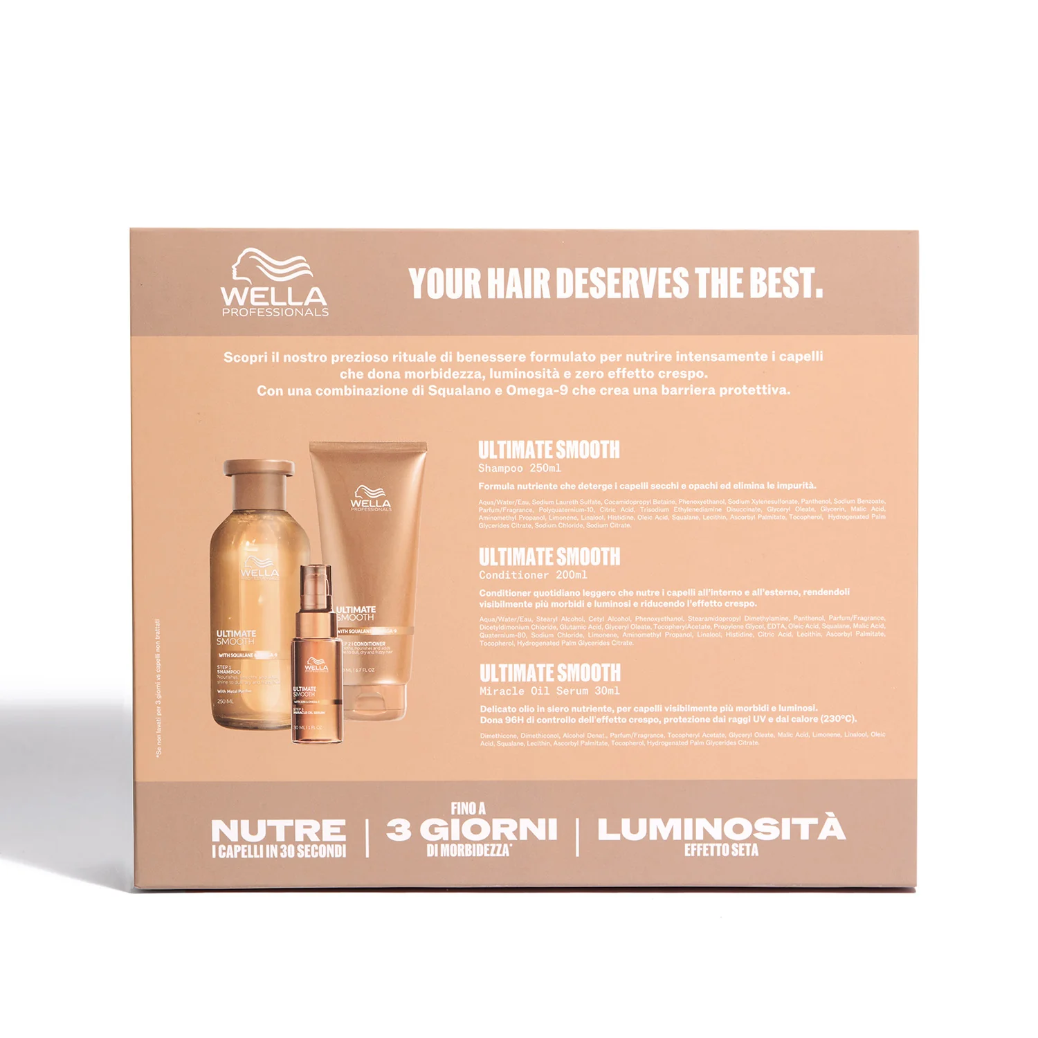 Ultimate Smooth Ultimate Smooth Cofanetto Natalizio - Shampoo, Balsamo e Miracle Oil Serum - Cofanetti per Capelli, Shampoo Anticrespo