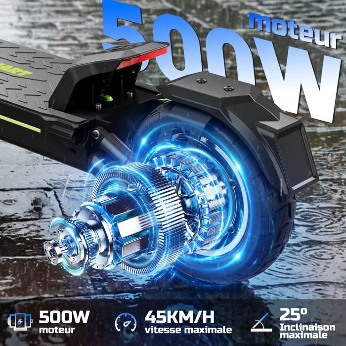 Trotinette Electrique,Autonomie 30-45km, 45km/h,PIC 800W,48V 10.4Ah, Amortissement par ressort, écran LED, TODIMART