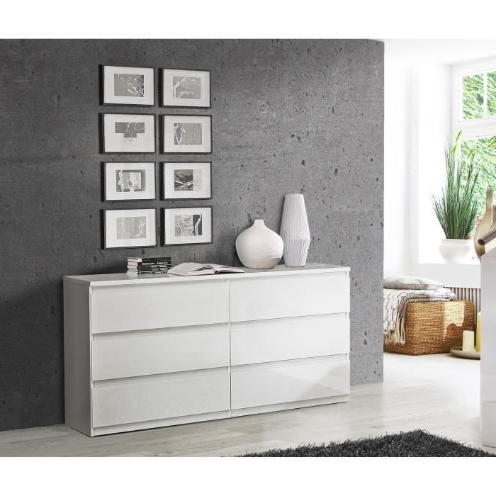 Chelsea Kommode mit 6 Schubladen – Mattweiß – B 154 x T 42,2 x H 79,9 cm