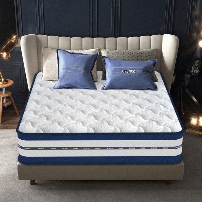 Colchón de 140x200 cm, 26 cm de grosor, confort de lujo, ultratranspirable - 7 zonas, híbrido: muelles independientes + esponja multicapa