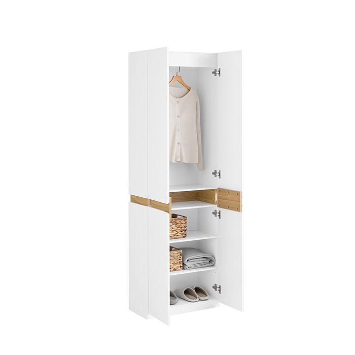 SoBuy Armoire Dressing 2 Portes avec Penderie et Étagères, Placard Rangement pour Chambre ou Entrée, 61x30x192 cm, Blanc