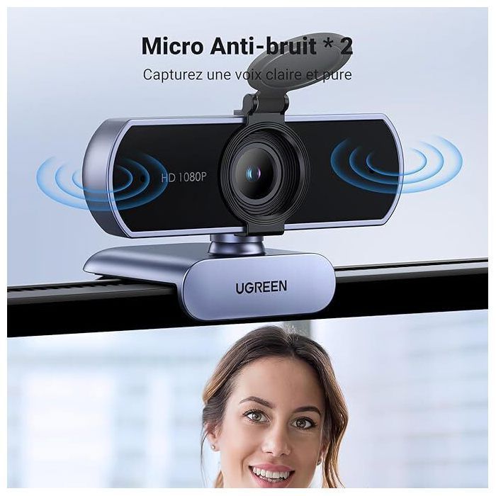 Webcam Ugreen CM678 HD na cor cinza