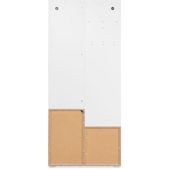 Hallway storage unit with wardrobe IMAGE - White finish - 1 door + 1 drawer - W85 x H195 x D37 cm