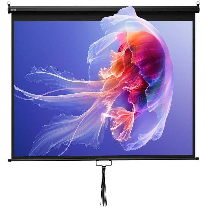 120 inch 4:3 HD 4K-projectiescherm, metalen behuizing, handmatig verstelbare schermhoogte, 244 x 183 cm, zwart