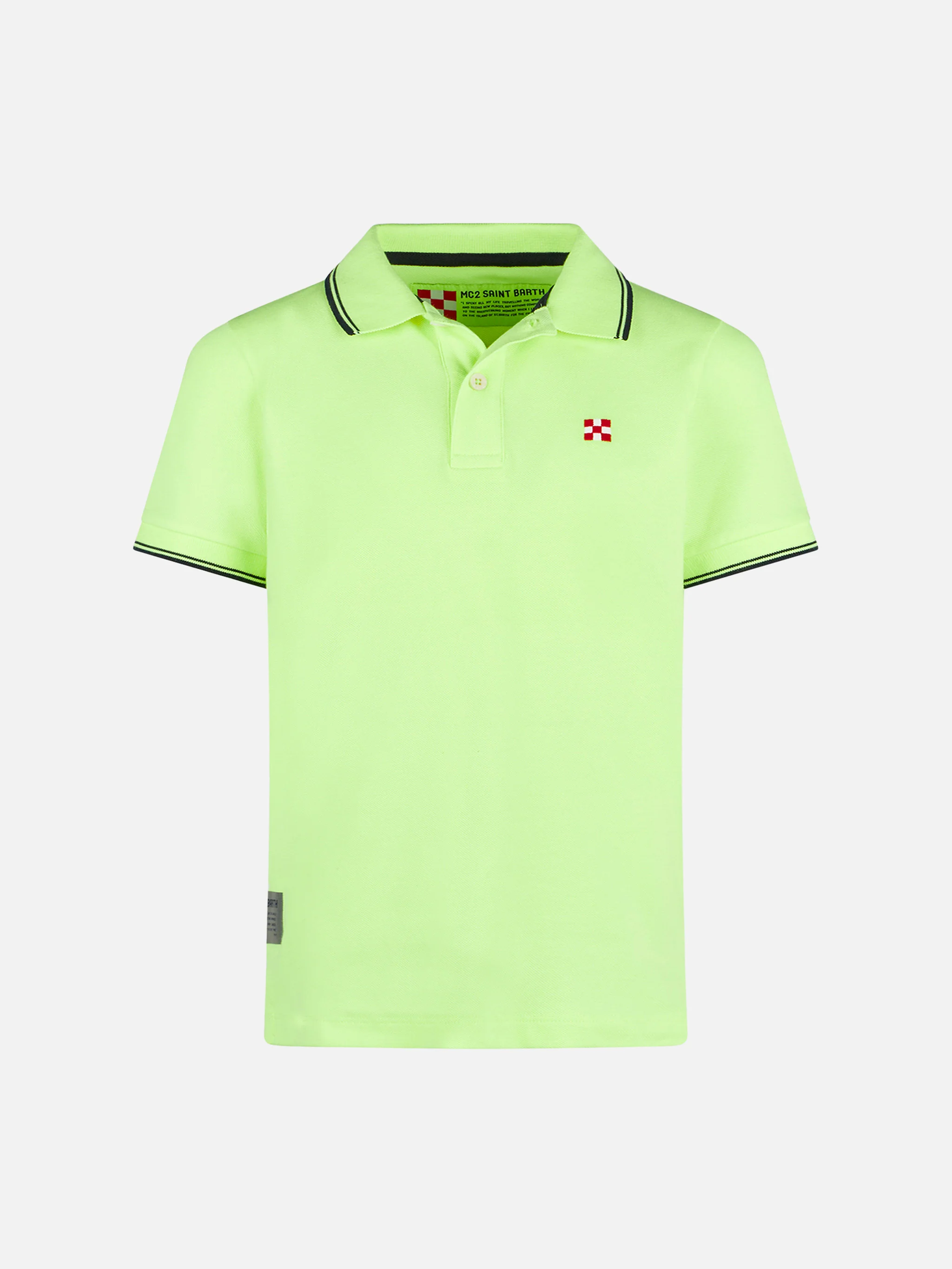 Fluorescerande gul pikétröja med St. Barth-logotyp