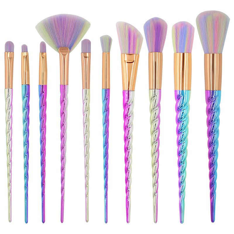 Ensemble de 10 pinceaux de maquillage professionnels Licorne, pinceau fond de teint, fard à paupières, eyeliner, pinceau estompeur, outils de maquillage pour femmes