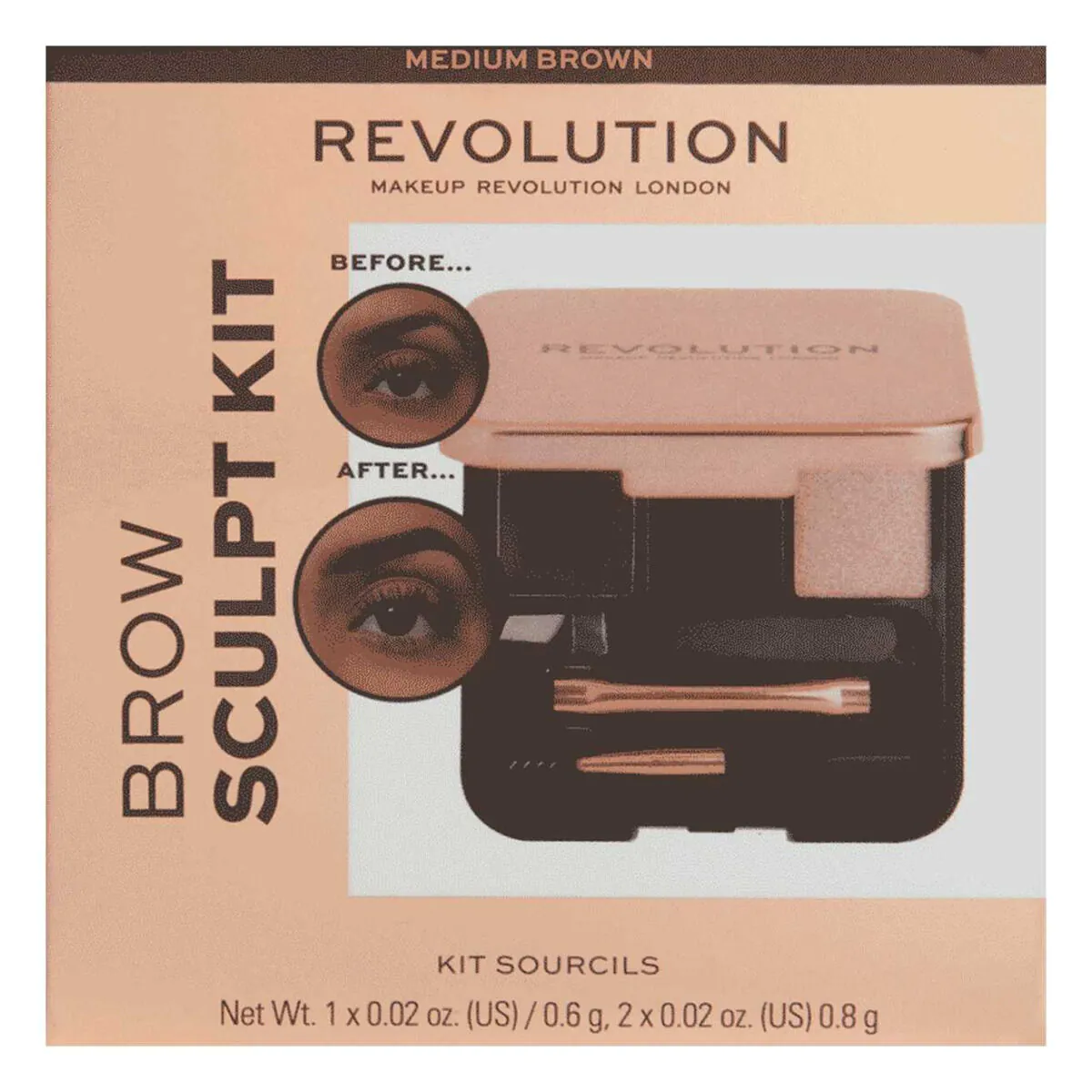 MAKEUP REVOLUTION Brow Sculpt Kit Zestaw do stylizacji brwi Medium 2,4g