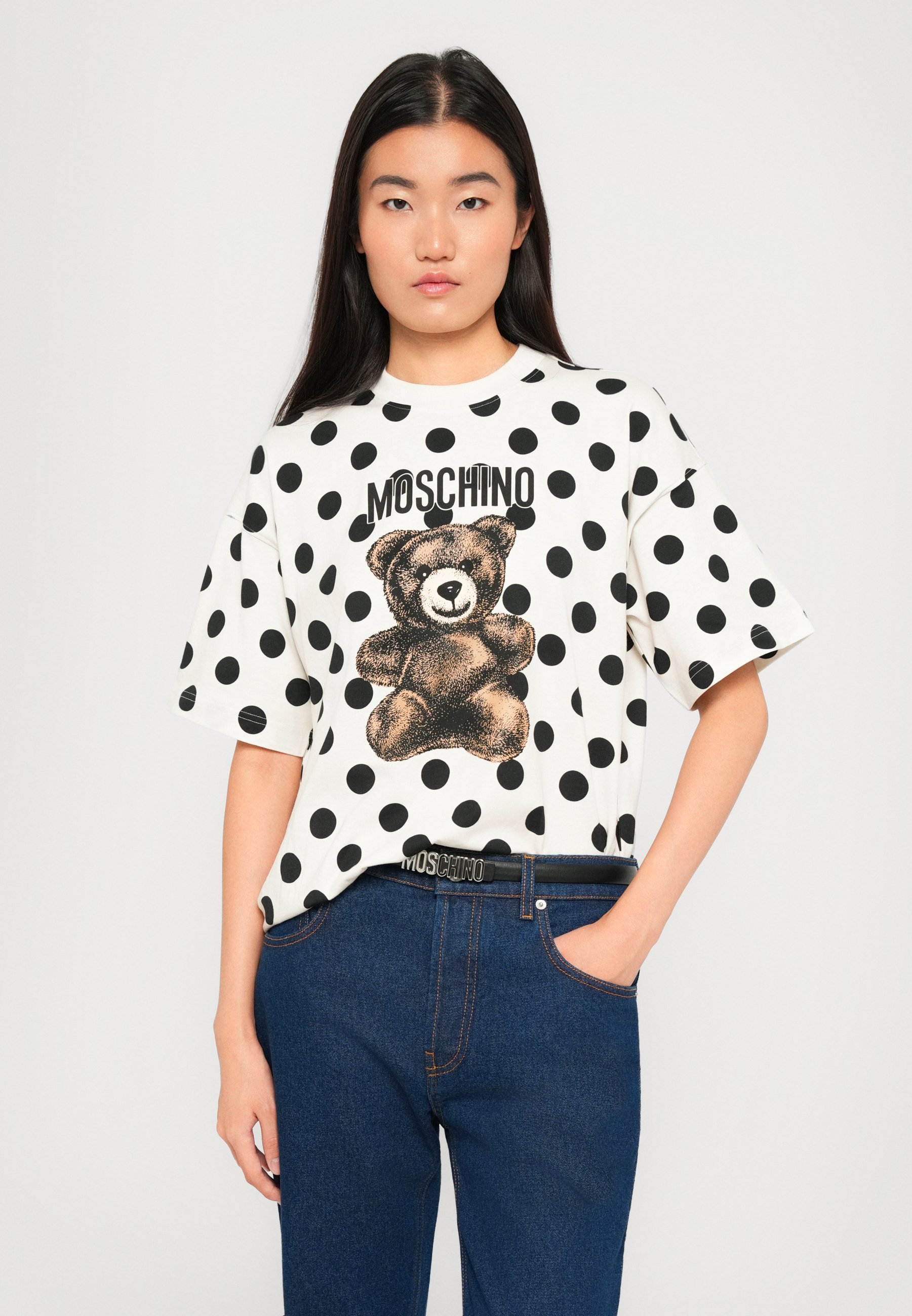 T-shirt imprimé MOSCHINO TEDDY à pois - blanc