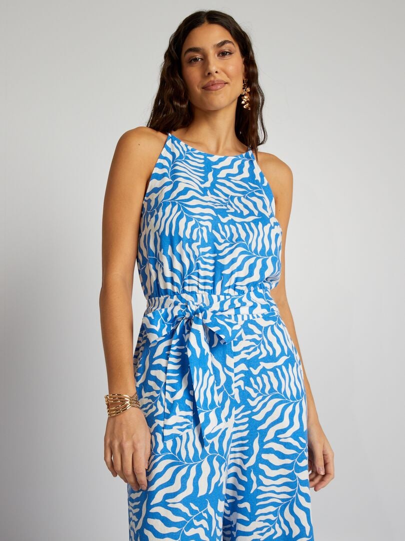 Macacão de linho estampado - AZUL