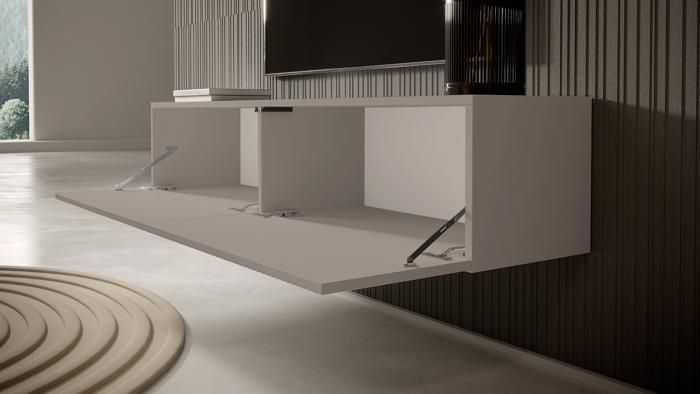 TV-Ständer - SELSEY - VELDIO - 140 cm - beige/grau - gefräste Front
