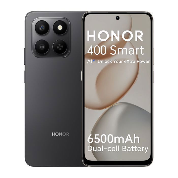 Smartphone 4G - HONOR 400 Smart - 6 GB de RAM - 128 GB - Negro - Batería de 6500 mAh - Cámara con IA de 108 MP - Versión UE