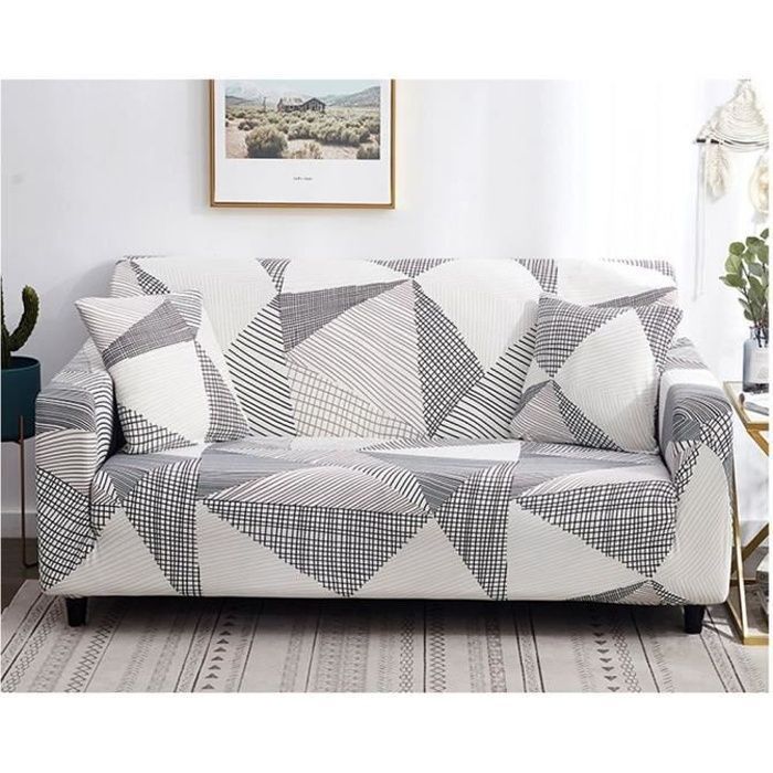 Housse de canapé - 1-2-3-4 Places - Gris - Extensible - Déhoussable - Lavable