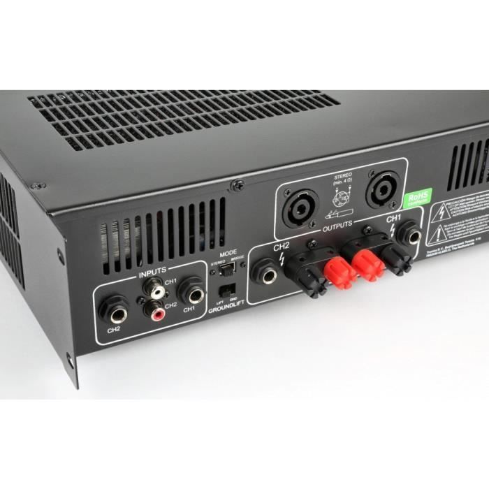 Amplificateur professionnel Vonyx VXA-1500 - 2 x 750 Watts - Connexion en pont - Qualité sonore haute