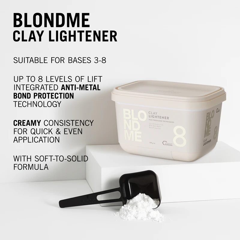 Schwarzkopf Professional Blondme Clay Lightener 8, pó iluminador para cabelos loiros.