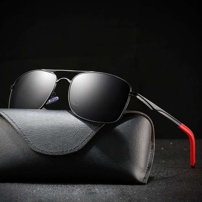 Occhiali da sole polarizzati da uomo SHARPHY - Classici - Metallo - Rosso/Nero - Protezione 3
