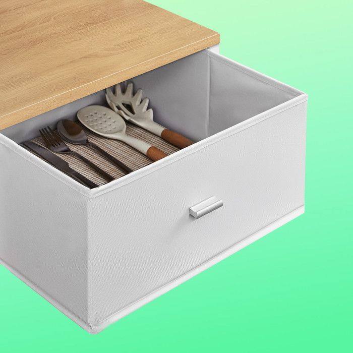 Kitchen trolley - VASAGLE - Kitchen shelf with power strip - 40 x 80 x 180.4 cm, Gold Oak and Cloud White